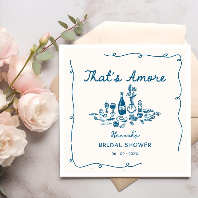 That's Amore Italian Drawn Engagemen Bridal Shower Napkins (Creator Uploaded)