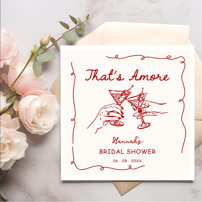 That's Amore Italian Drawn Engagemen Bridal Shower Napkins (Creator Uploaded)