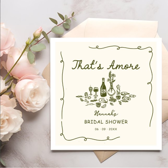 That's Amore Italian Drawn Engagemen Bridal Shower Napkins (Creator Uploaded)