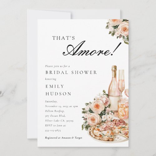 That's Amore Italian Elegant Pizza Bridal Shower Invitation