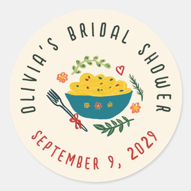 That's Amore Italian Food CUSTOM Bridal Shower Classic Round Sticker (Front)