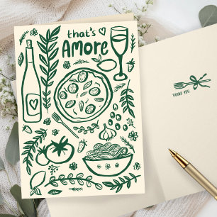 That's Amore Italian Food CUSTOM Bridal SHower  Letterpress Thank You Card