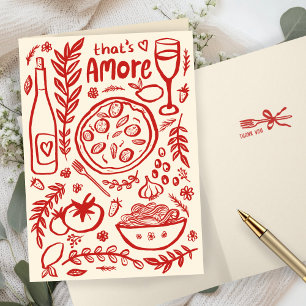 That's Amore Italian Food CUSTOM Bridal SHower  Letterpress Thank You Card