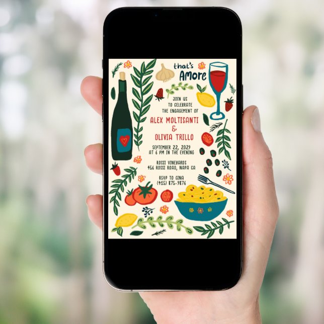 That's Amore Italian Food CUSTOM Engagement Party Invitation (Front Digital)