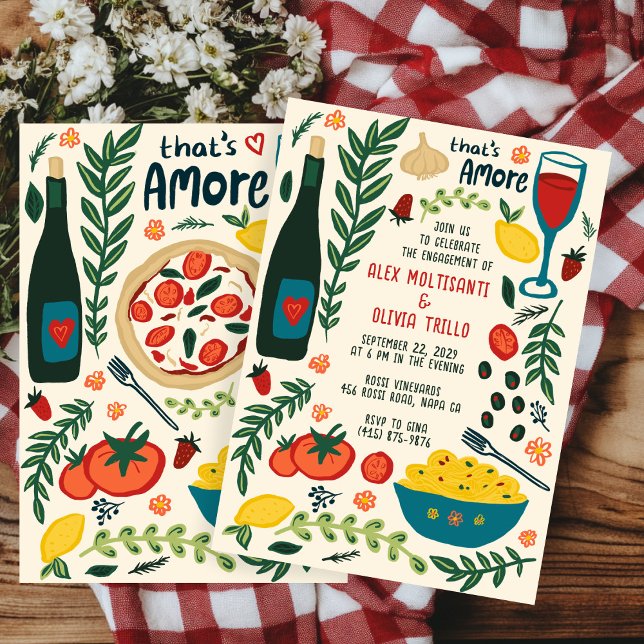That's Amore Italian Food CUSTOM Engagement Party Invitation (That's Amore Italian Food CUSTOM Engagement Party Invitation
)