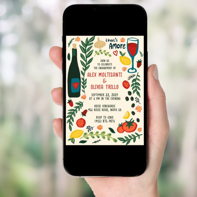 That's Amore Italian Food CUSTOM Engagement Party Invitation (Front Digital)