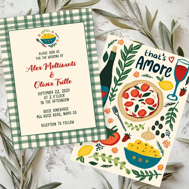 That's Amore Italian Food CUSTOM Plaid Wedding Invitation (That's Amore Italian Food CUSTOM Plaid Wedding Invitation
)