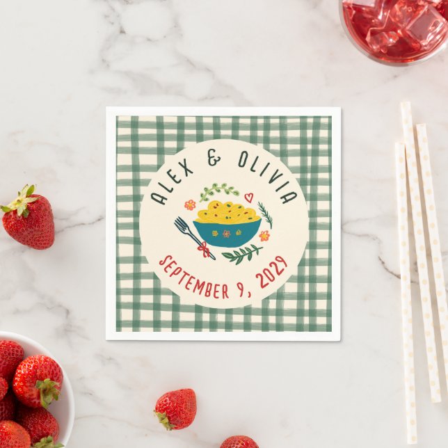 That's Amore Italian Food CUSTOM Plaid Wedding  Napkins (Insitu)