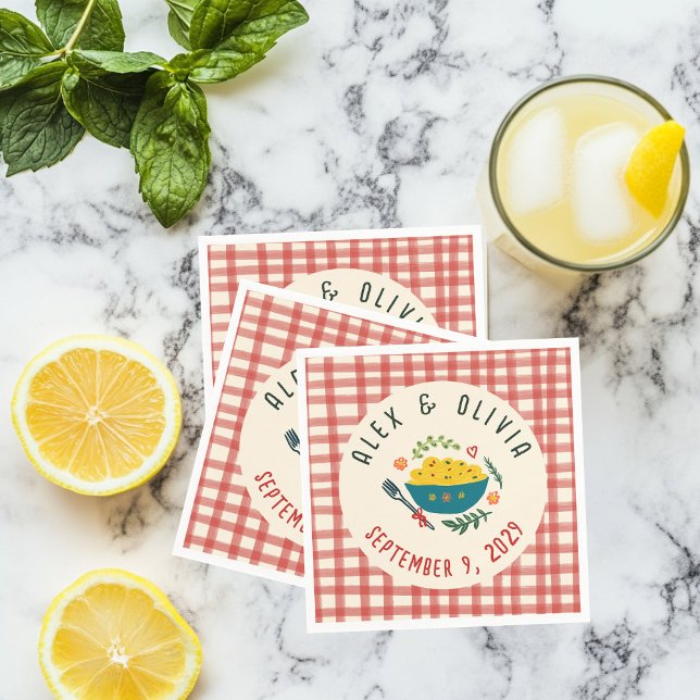 That's Amore Italian Food CUSTOM Plaid Wedding  Napkins (That's Amore Italian Food CUSTOM Plaid Wedding Napkins
)