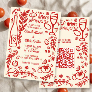 That's Amore Italian Food CUSTOM QR Wedding Party Invitation