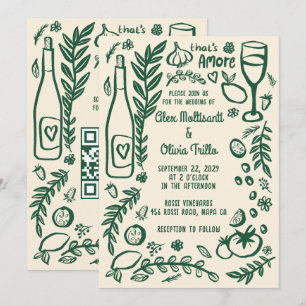 That's Amore Italian Food CUSTOM QR Wedding Party  Invitation