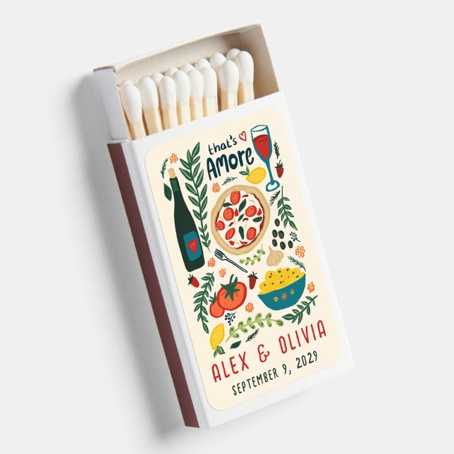 That's Amore Italian Food CUSTOM Wedding  Matchboxes (That's Amore Italian Food CUSTOM Wedding Matchboxes Favors
)