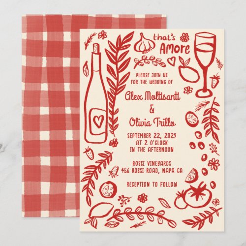 That's Amore Italian Food CUSTOM Wedding Party  Invitation