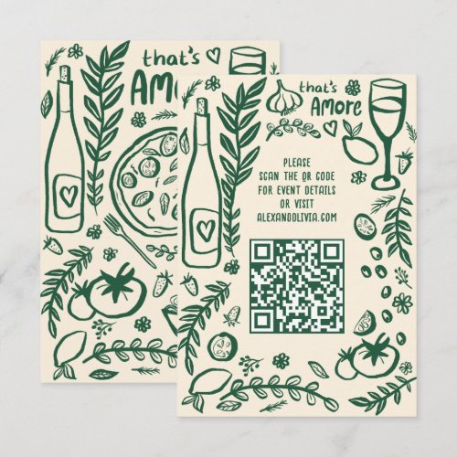 That's Amore Italian Food CUSTOM Wedding QR code Enclosure Card
