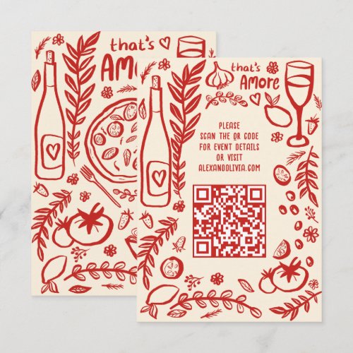 That's Amore Italian Food CUSTOM Wedding QR code Enclosure Card