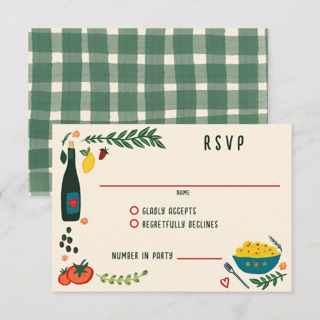 That's Amore Italian Food CUSTOM Wedding  RSVP Card (Front/Back)