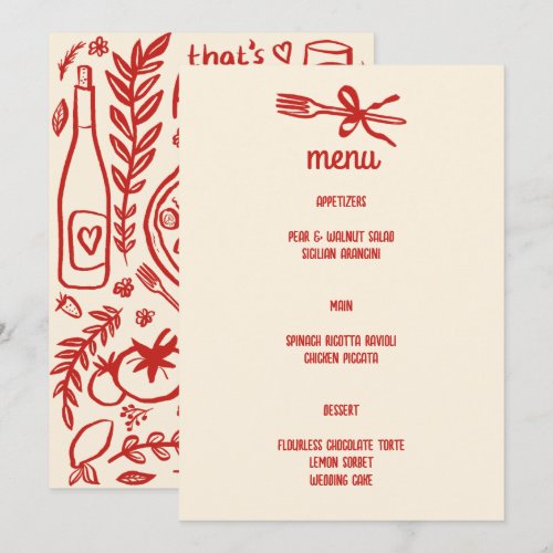 That's Amore Italian Food Love Whimsical CUSTOM Menu