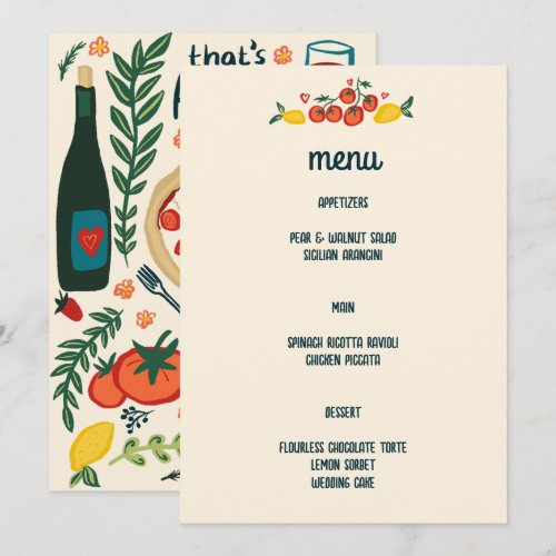 That's Amore Italian Food Love Whimsical CUSTOM Menu