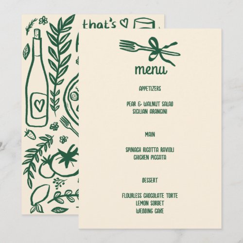 That's Amore Italian Food Love Whimsical CUSTOM Menu