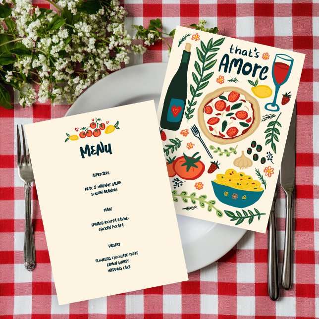 That's Amore Italian Food Love Whimsical CUSTOM Menu (That's Amore Italian Food Love Whimsical CUSTOM MENU Wedding Engagement Anniversary Menu
)