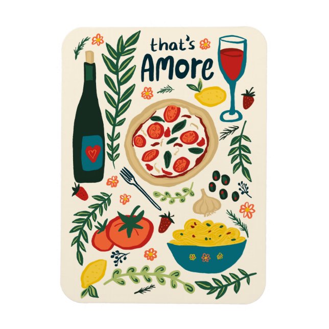 That's Amore Italian Food Love Whimsical Pizza Magnet (Vertical)