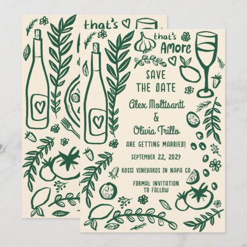 That's Amore Italian Food SAVE THE DATE Custom Invitation