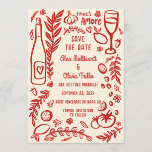 That's Amore Italian Food SAVE THE DATE Custom Invitation
