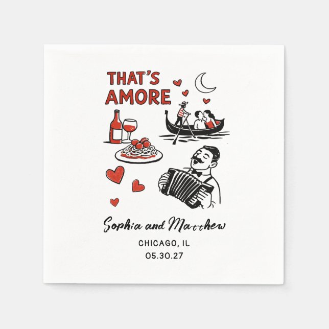 That's Amore Italian Funky Wedding Bridal Shower  Napkins (Front)