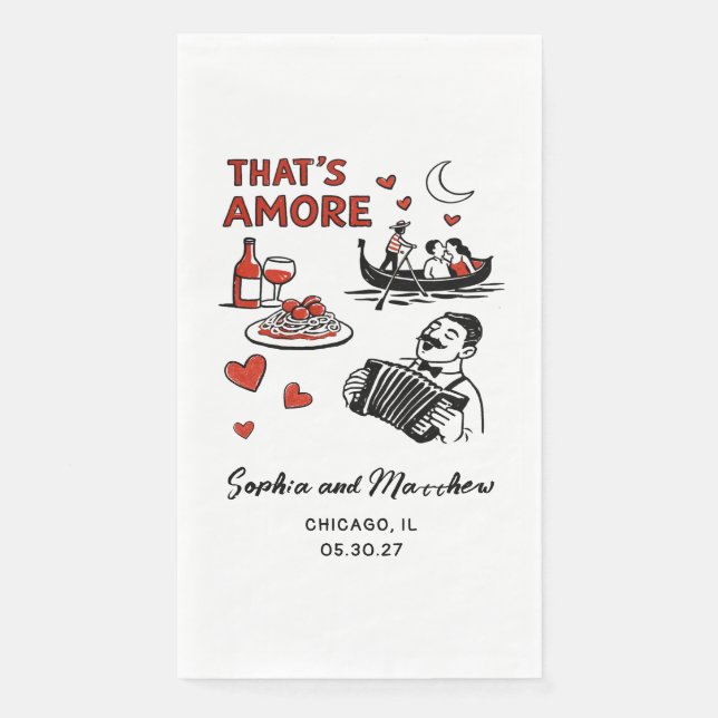 That's Amore Italian Funky Wedding Bridal Shower  Paper Guest Towels (Front)