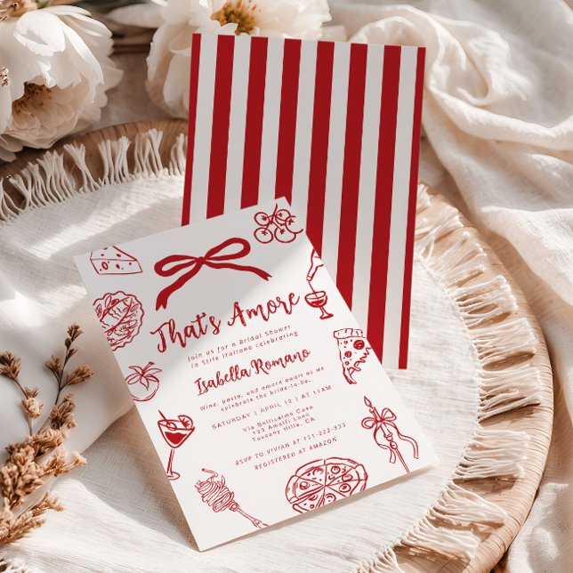 That's Amore Italian Hand drawn Bridal Shower Invitation (Creator Uploaded)