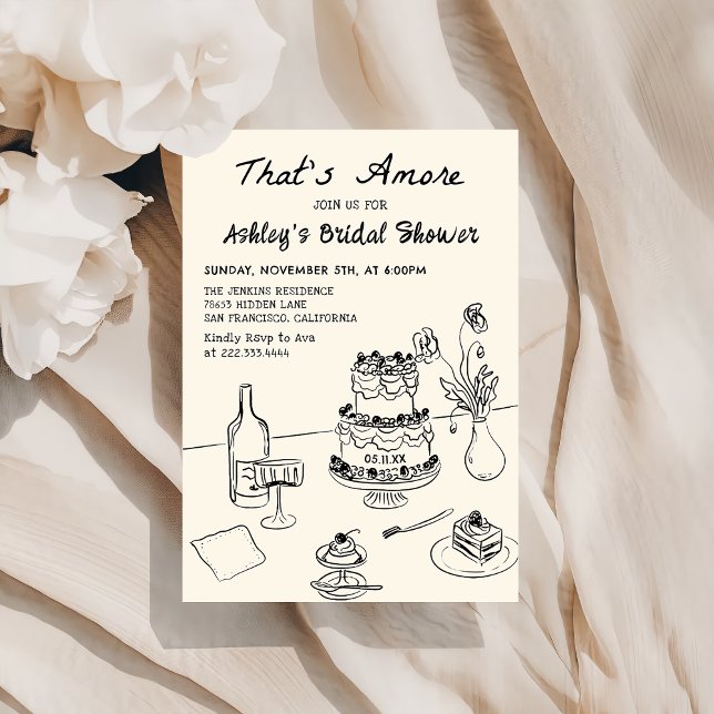 That's Amore Italian Hand Drawn Bridal Shower Invitation (Creator Uploaded)