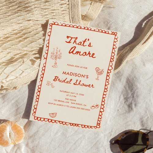 Thats Amore Italian Hand Drawn Bridal Shower Invitation