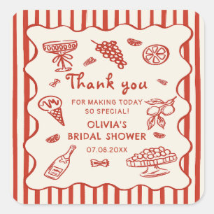 That's Amore Italian Hand Drawn Bridal Shower Square Sticker