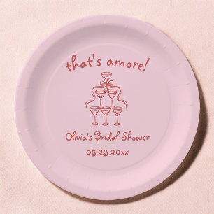 That's Amore Italian Hand Drawn Pink Bridal Shower Paper Plates
