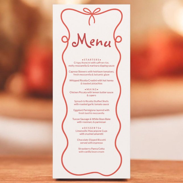 That's Amore Italian Hand Drawn Red Bridal Shower Menu (Creator Uploaded)
