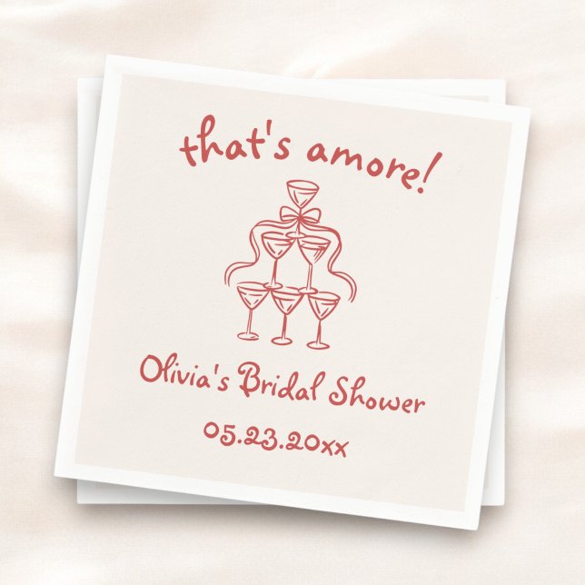 That's Amore! Italian Hand Drawn Red Bridal Shower Napkins (Creator Uploaded)