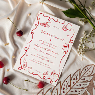 That's Amore Italian Hand Drawn Rehearsal Dinner Invitation