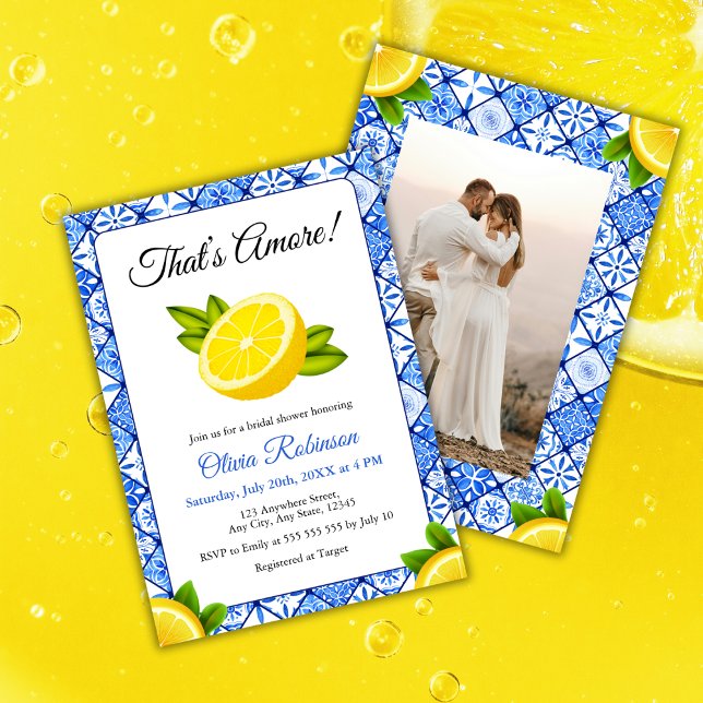 That's Amore | Italian Lemon Photo Bridal Shower  Invitation (That's Amore | Italian Lemon Photo Bridal Shower Invitation )