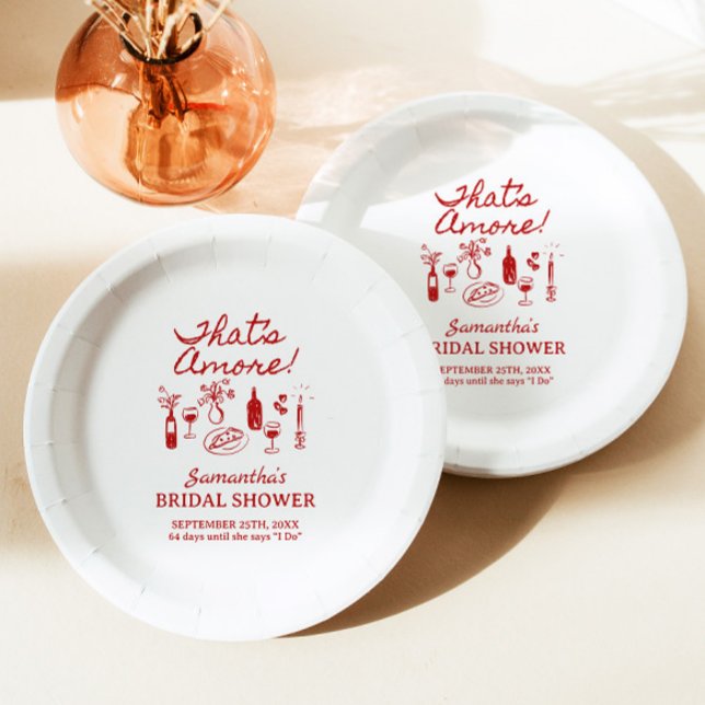 That's Amore Italian Pizza Bridal Shower Paper Plates (Creator Uploaded)