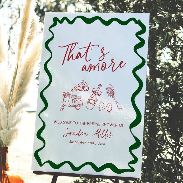 That's Amore Italian Pizza Bridal Shower Welcome Foam Board (That's Amore Italian Pizza themed welcome sign)