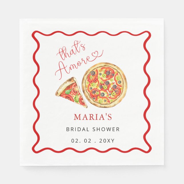 Thats Amore Italian Pizza Bridal Shower Welcome Napkins (Front)