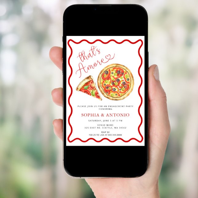 Thats Amore Italian Pizza Engagement Party Invitation (Front Digital)