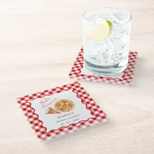 Thats Amore Italian Pizza Party Bridal Shower Glass Coaster