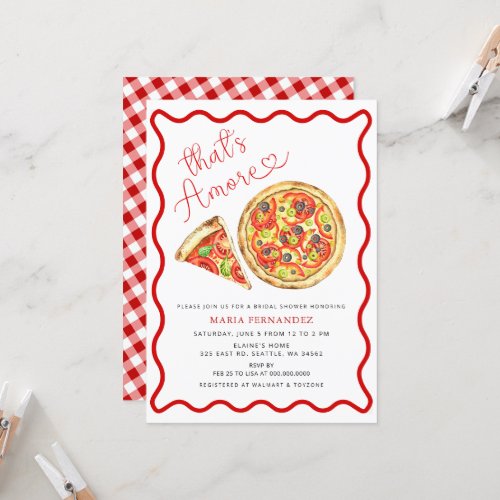 Thats Amore Italian Pizza Party Bridal Shower Invitation