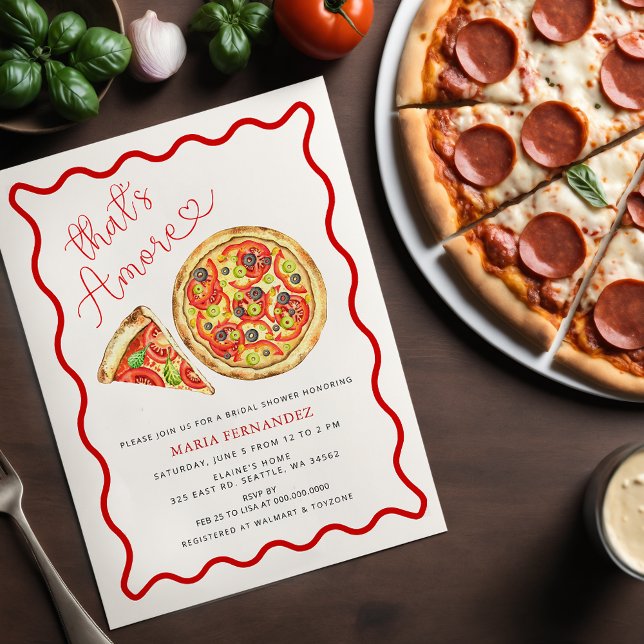 Thats Amore Italian Pizza Party Bridal Shower Invitation (Thats Amore Italian Pizza Party Bridal Shower Invitation)