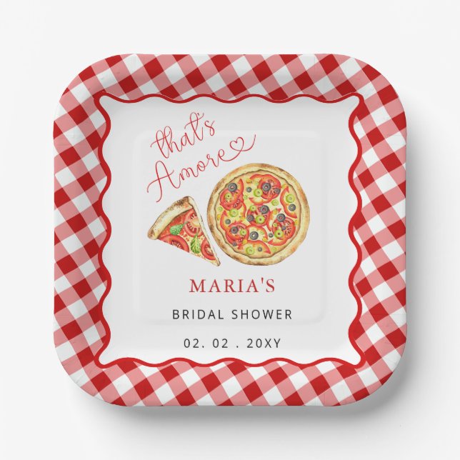 Thats Amore Italian Pizza Party Bridal Shower  Paper Plates (Front)