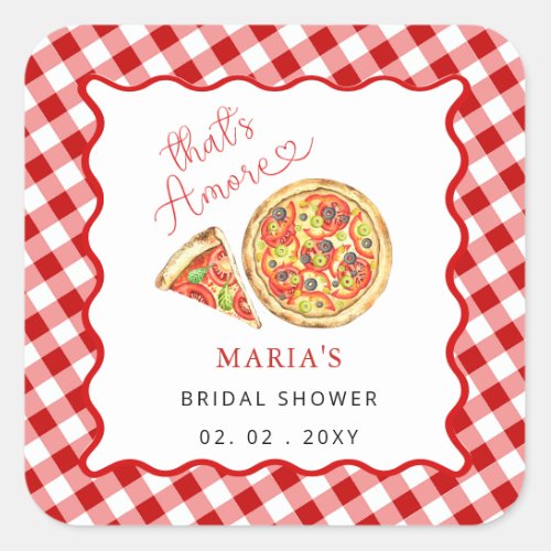 Thats Amore Italian Pizza Party Bridal Shower Square Sticker