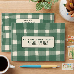 That's Amore Italian PLAID CUSTOM Green Wedding  Envelope