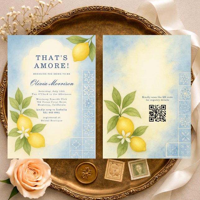 That's Amore Italian QR Code Bridal Shower Invitation (Creator Uploaded)