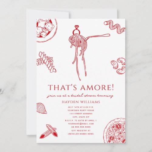 That's Amore Italian Red Bridal Wedding Shower Invitation